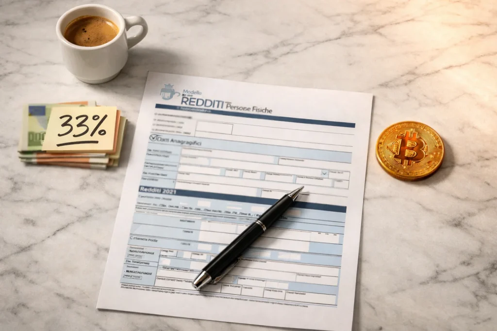 Tasse sulle vincite Bitcoin in Italia con aliquote 2026 e guida alla dichiarazione